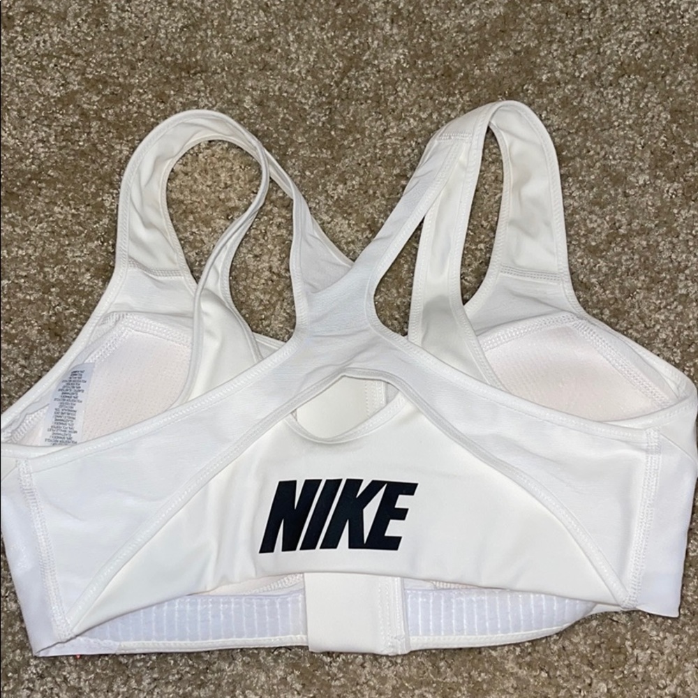 White Nike zip up sports bra